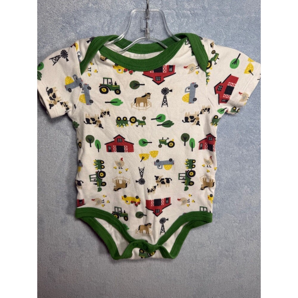 JOHN DEERE 3-6 Months Infant Baby Bodysuit Green tractor horse Country Farmer